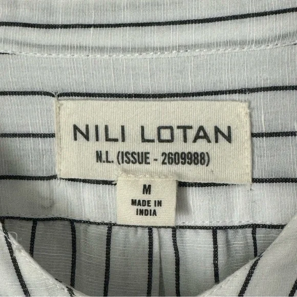 NILI LOTAN Loria Tunic Shirt Dress WITH ORIGINAL TAG Linen Cotton Stripe Size M - Picture 6 of 16